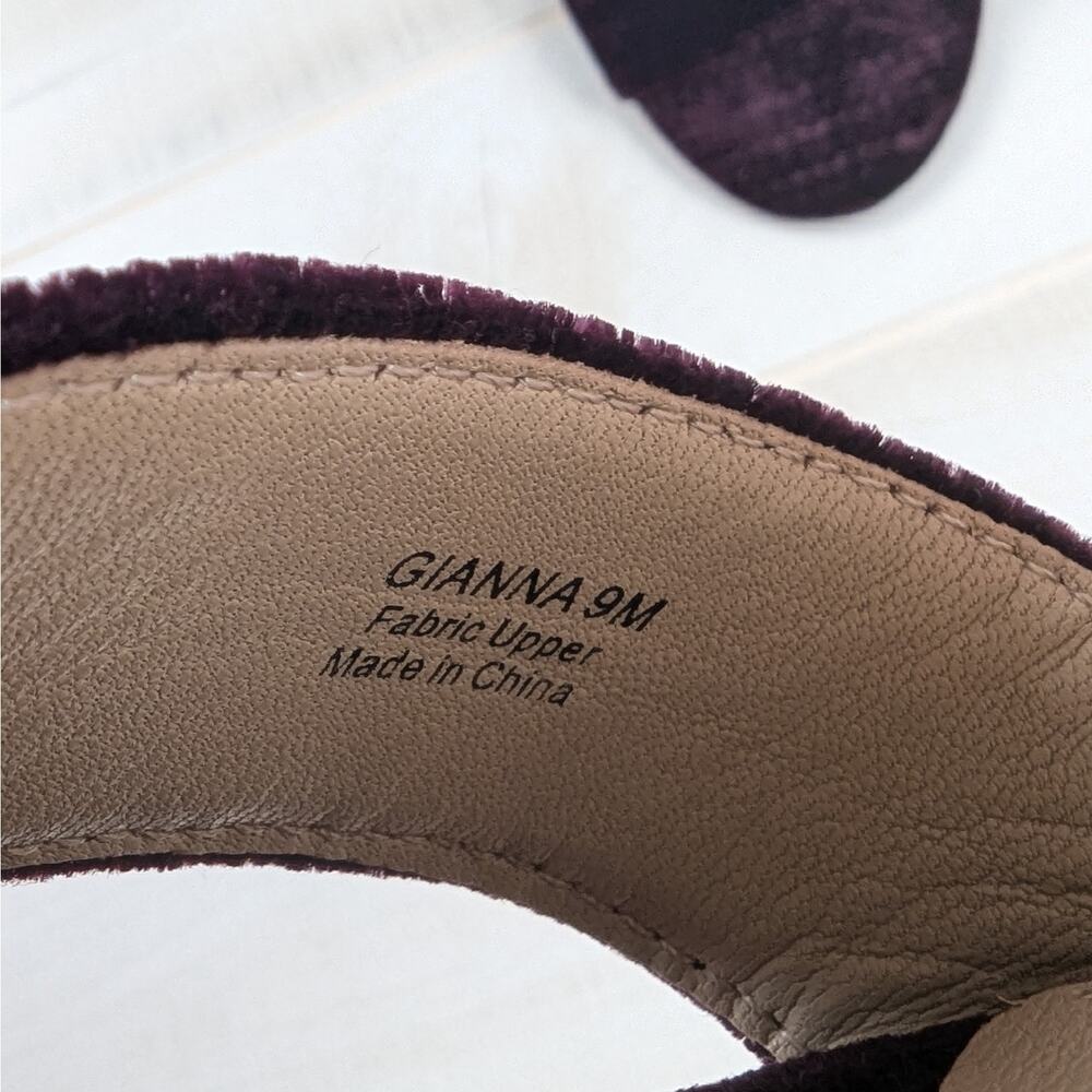 Botkier Gianna Wine Velvet Block Heel Ankle Strap‎ Sandal Size 9 - Picture 7 of 8